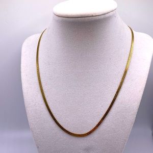 Vintage 50s/60s Monet Gold Plated Flat Curb Chain Sister Clasp Necklace